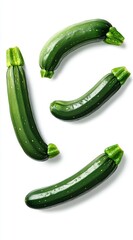 Fresh Green Zucchini on White Background for Culinary Use