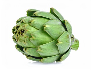 Fototapeta premium Fresh Artichoke: A vibrant, fresh artichoke with its intricate layered leaves and rich green hues, showcasing the natural beauty of this culinary ingredient.