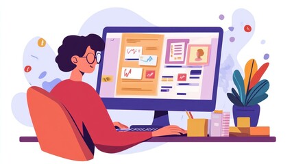 Owner tracks affiliate sales and commissions through a digital dashboard on screen.