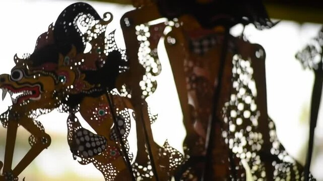 Wayang Kulit's Mystique: Close-Up of Traditional Indonesian Shadow Puppets