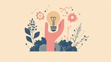 Creative Concept of Innovative Ideas with Light Bulb and Nature