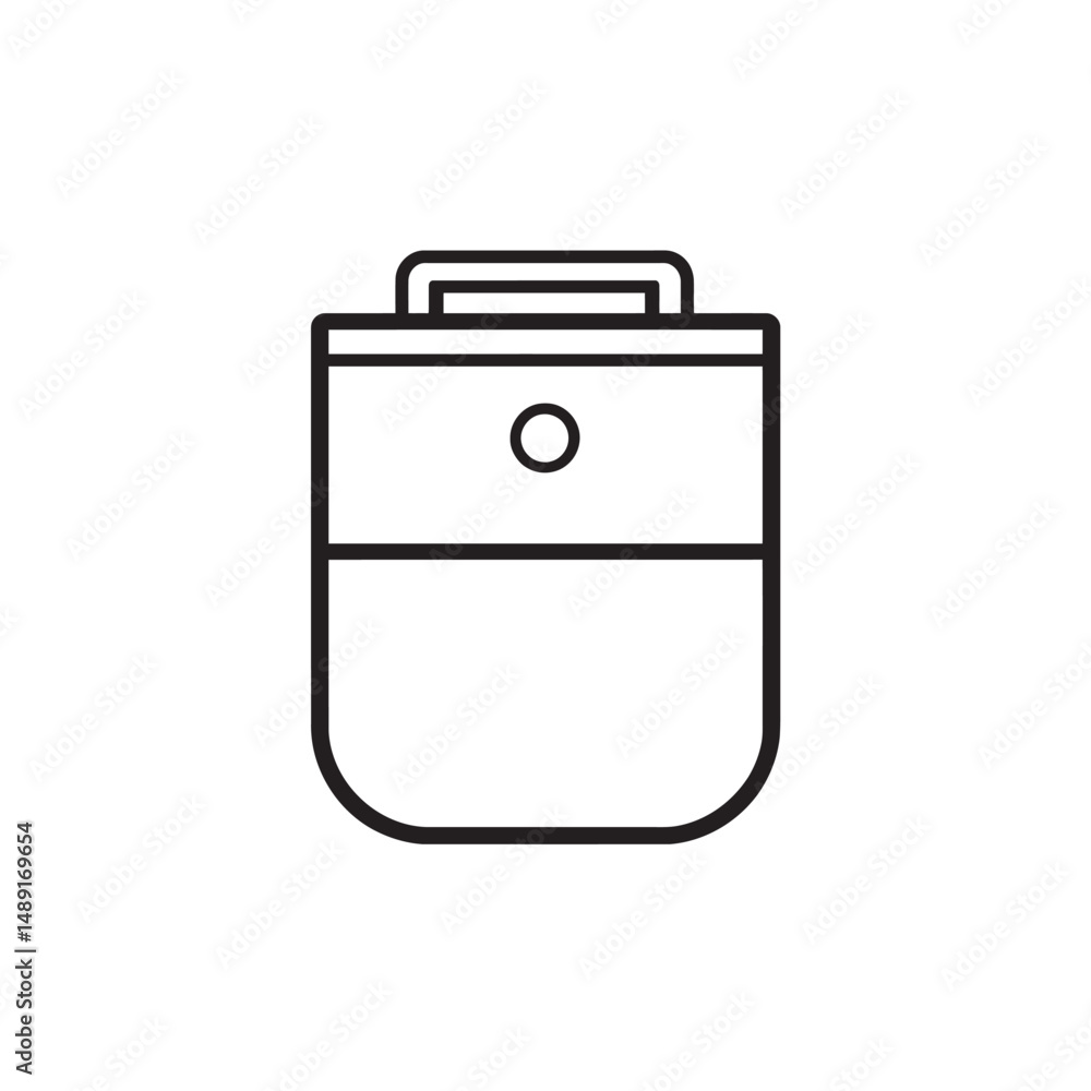 Poster minimalist icon displays a simple duffel bag with a handle outline against transparency