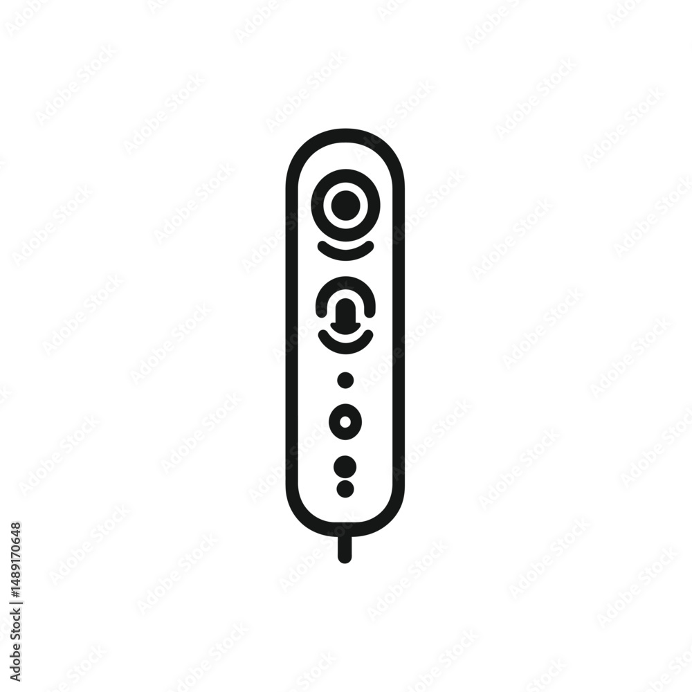 Poster minimalist icon shows a vertical oval shape featuring multiple circular elements in black