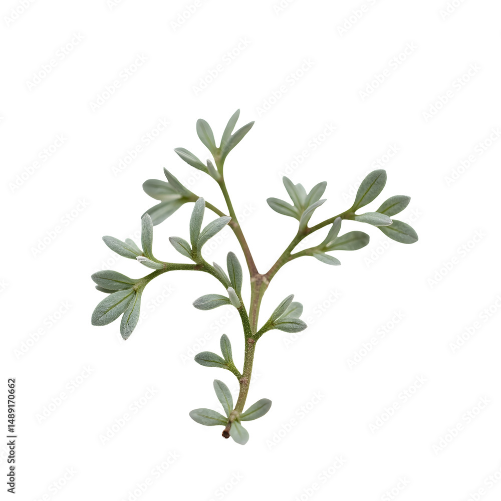 Poster detailed view of a half cut thyme sprig showcasing its intricate textures and unique structure in hi