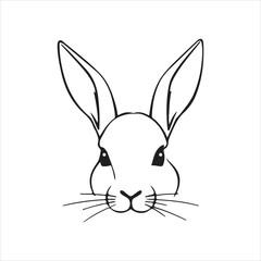 Cute cartoon line art bunny and rabbit face icons for kids and spring designs vector illustration