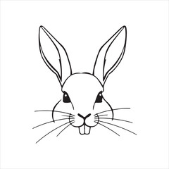 Cute cartoon line art bunny and rabbit face icons for kids and spring designs vector illustration