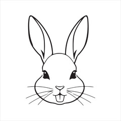 Cute cartoon line art bunny and rabbit face icons for kids and spring designs vector illustration