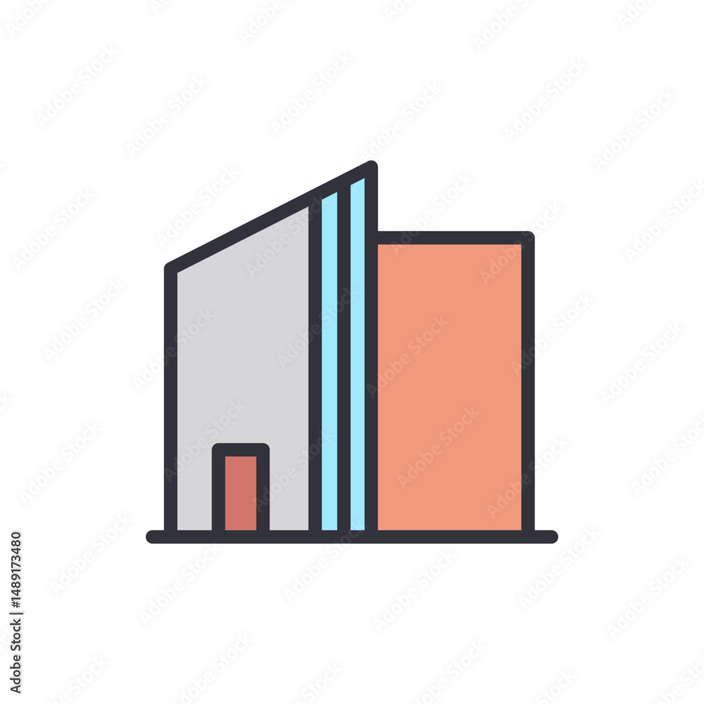 Poster colorful simple architecture building minimalist with transparent style