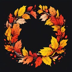 an AI Image Generator, Autumn Wreath with Colorful Leaves