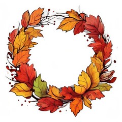 an AI Image Generator, Autumn Wreath with Colorful Leaves