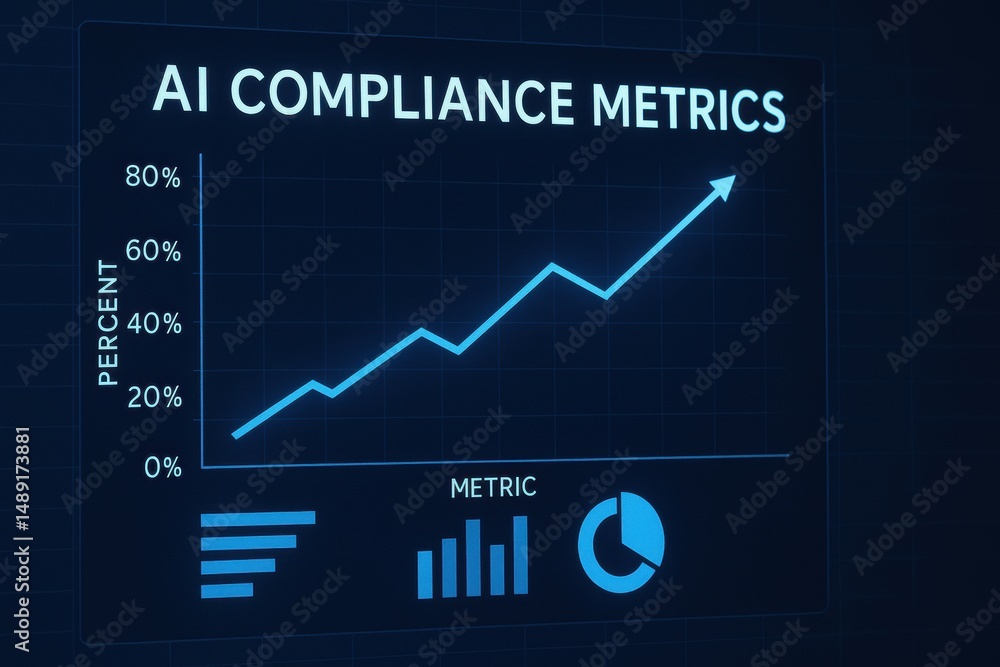 Poster ai compliance metrics with graphical representation of growth and performance indicators