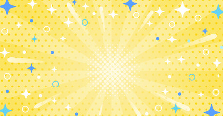 ドットがかわいい、放射背景イラスト ( サンバースト　フレーム　チラシ　セール　アメコミ　キラキラ )	