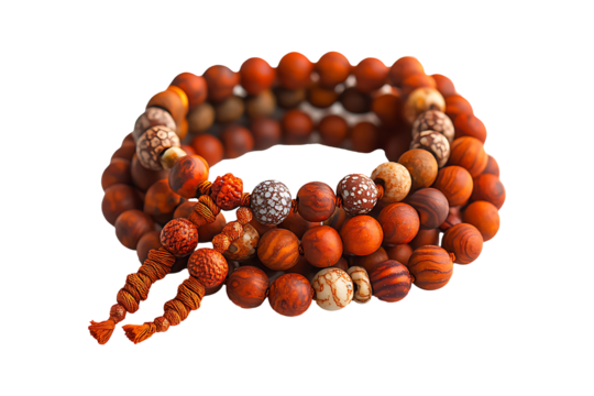 Mala beads isolated on transparent background
