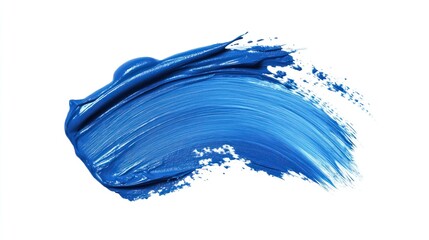 Vibrant strokes of ultramarine blue paint on a pristine background