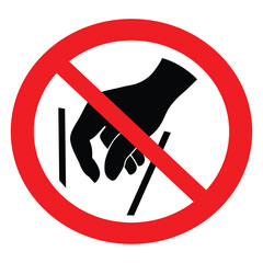 Do not put hands into openings, prohibition sign, vector illustration.