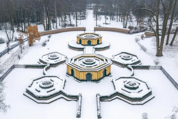Snowy, geometric garden design