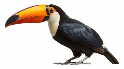Fototapeta premium Majestic Toucan with Open Beak on White Background