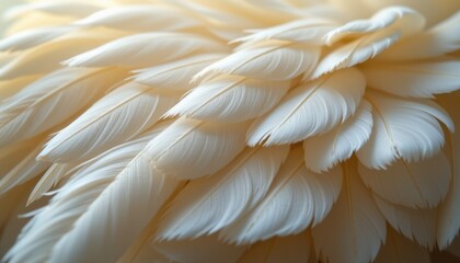 Obraz premium Soft white feathers close-up nature macro photography natural environment detailed perspective bird plumage