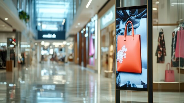 Captivating modern shopping mall interior showcasing an advertisement display