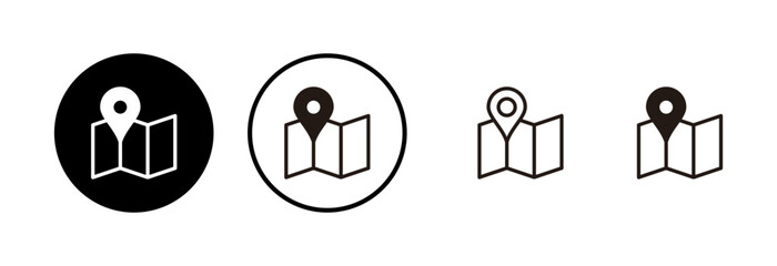 Maps and pin icon logo design. location sign and symbol. geo locate, pointer icon.