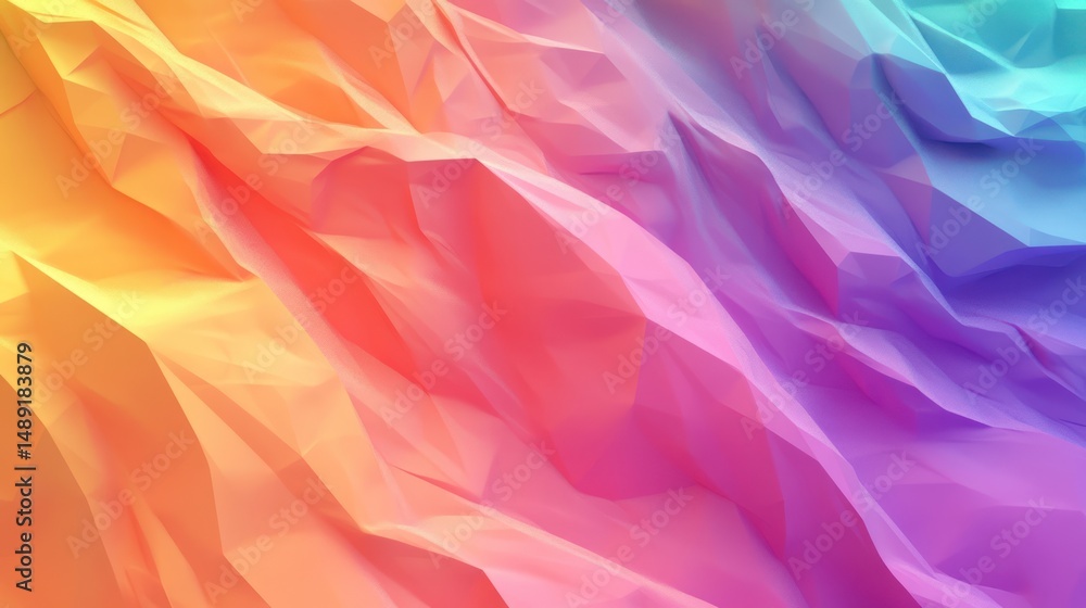 Poster iridescent crumpled fabric gradient design with soft pastel color palette