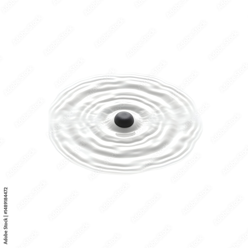 Aufkleber elegant depiction of a small pebble causing ripples in a pristine pool of white liquid forming a del