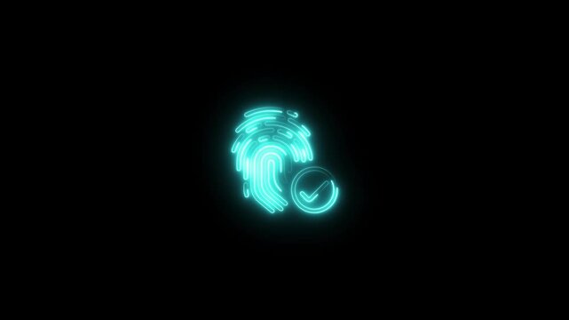 glowing green fingerprint icon with a checkmark, symbolizing biometric authentication, identity verification, secure access, and advanced security technology in digital or physical systems.