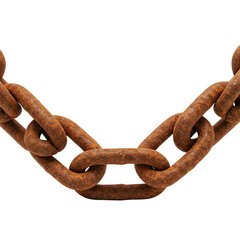 Fototapeta premium Digitally rendered rusty chain spans a low, angled ditch.