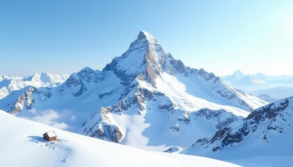 Snow-covered mountain peak, pristine white landscape, snow covered, natural