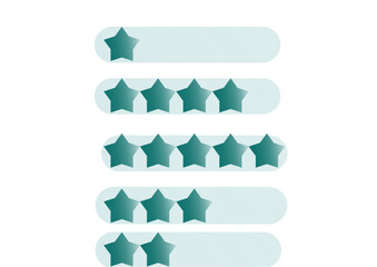Green Star Rating Icons – 1 to 5 Stars in Fresh Gradient Tones