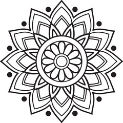 Mandala Outline for Coloring Book – Floral Symmetry Design