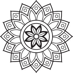 Mandala Outline for Coloring Book – Floral Symmetry Design