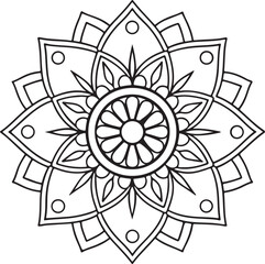 Mandala Outline for Coloring Book – Floral Symmetry Design