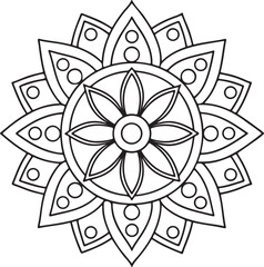 Mandala Outline for Coloring Book – Floral Symmetry Design