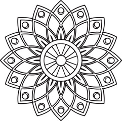 Mandala Outline for Coloring Book – Floral Symmetry Design