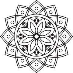 Mandala Outline for Coloring Book – Floral Symmetry Design