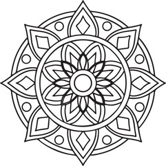 Mandala Outline for Coloring Book – Floral Symmetry Design