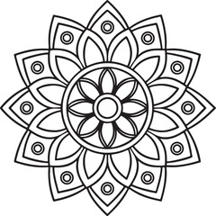 Mandala Outline for Coloring Book – Floral Symmetry Design