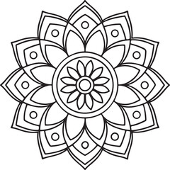 Mandala Outline for Coloring Book – Floral Symmetry Design