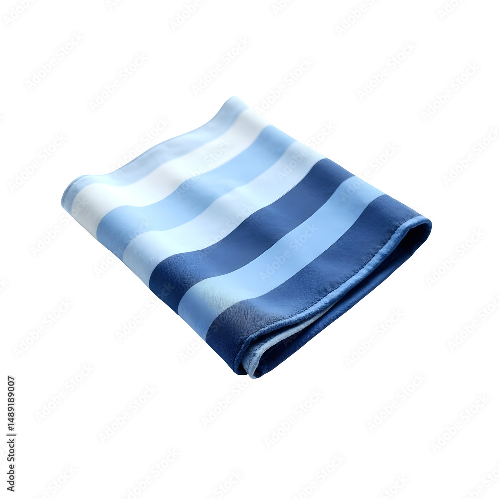 Poster elegant folded striped cloth napkin displaying a gradient of blues creating a calming visual effect