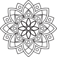 Mandala Outline for Coloring Book – Floral Symmetry Design