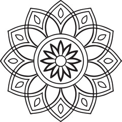Mandala Outline for Coloring Book – Floral Symmetry Design