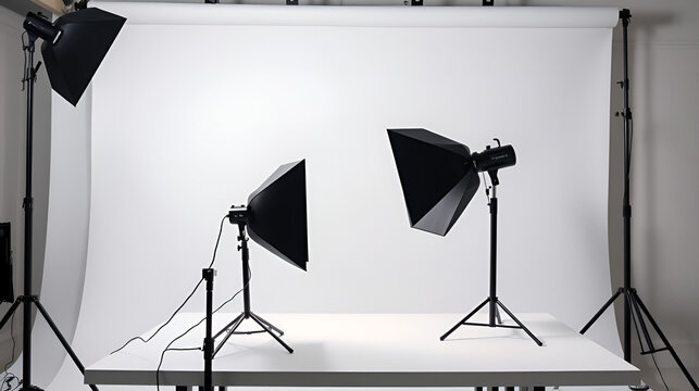 Studio photography snoot with filter on white table minimalist design light shaping equipment for professional photography setup.