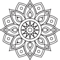 Mandala Outline for Coloring Book – Floral Symmetry Design