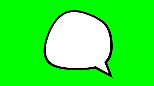 Animated white chat icons on a green screen background. Great speech bubbles for comics and cartoons.