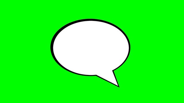White outlined speech balloon animation on a green screen background. Chat balloon icon. Useful for comics and cartoons.