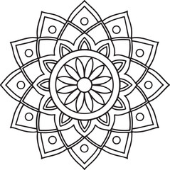 Mandala Outline for Coloring Book – Floral Symmetry Design