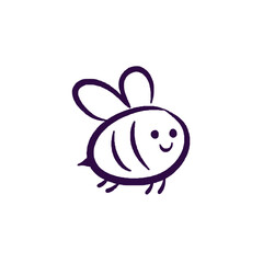 Hand Drawn Cute Bee Icon for Garden and Nature Illustrations