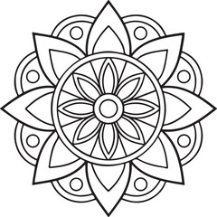 Mandala Outline for Coloring Book – Floral Symmetry Design