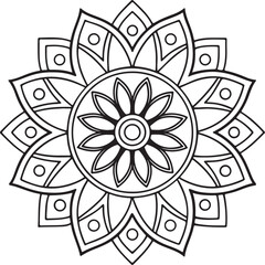 Mandala Outline for Coloring Book – Floral Symmetry Design